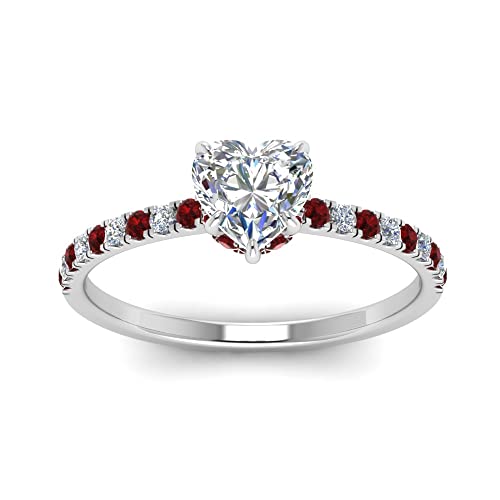 Image of Choose Your Gemstone Hidden Halo Petite Diamond CZ Ring Sterling Silver Heart Shape Halo Engagement Rings Everyday Jewelry Wedding Jewelry Handmade Gifts for Wife US Size 4 to 12