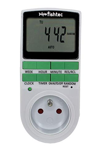 FISHTEC ® timer, digitaal, timer (24 uur 7 dagen), conventionele stopcontact, energiebesparing voor verlichting in huis en andere apparaten.