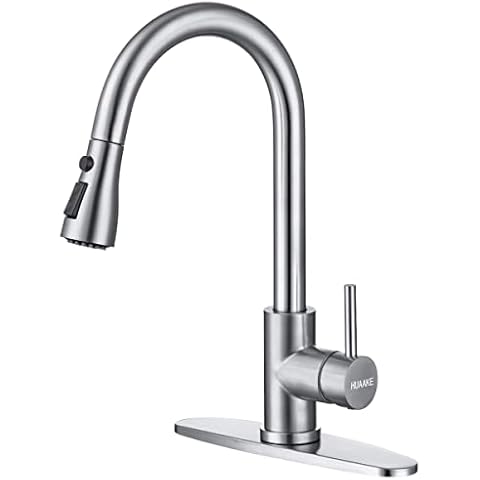 HUAAKE Kitchen Faucet with Pull Down Sprayer,Multi-Function Single Handle Sink Faucets,Kitchen Faucets for Farmhouse Camper Laundry Rv Bar Easy Installation Cover