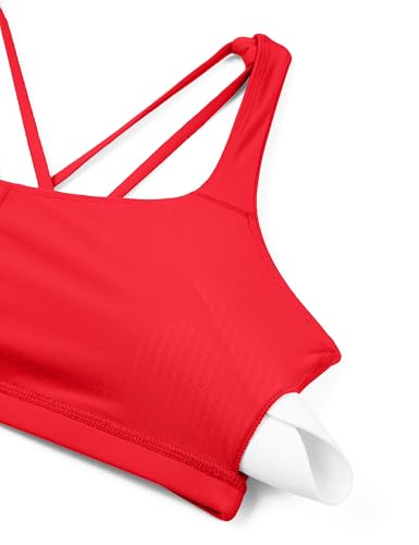 Image of CRZ YOGA Women's Light Support Strappy Sports Bra - Low Cut Wirefree Padded Yoga Cami Criss Cross Back