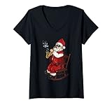 Photo Gallery donna babbo natale giocare sassofono vintage maglietta con collo a v Photo Gallery donna babbo natale giocare sassofono vintage maglietta con collo a v