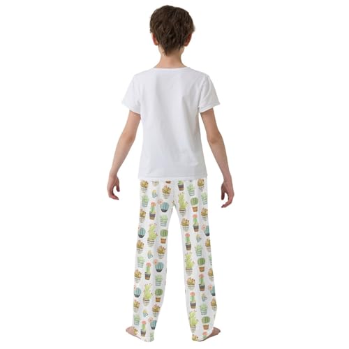 ZZXXB Cactus Plant Boys Long Pants Soft Trousers Elastic Waist Kids Lounge Bottoms with Pockets S-XL3