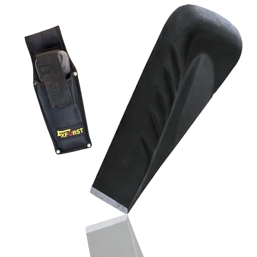 Xforst Coin à fendre SK5 – Coin hélicoïdal en Acier forgé Plein 2,25 kg | 21 cm | avec étui de Ceinture en Tissu Oxford | Fendage Efficace du Bois