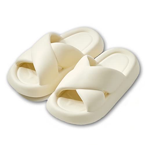 AuraGlor Cloud Comfy Slippers for Women Cross Band Thicken Sole Pillow Slippers Cute Cushion Slides Quick Drying Soft Foam Non-Slip Bathroom Slides Sandals Lightweight EVA Cozy Indoor and Outdoor