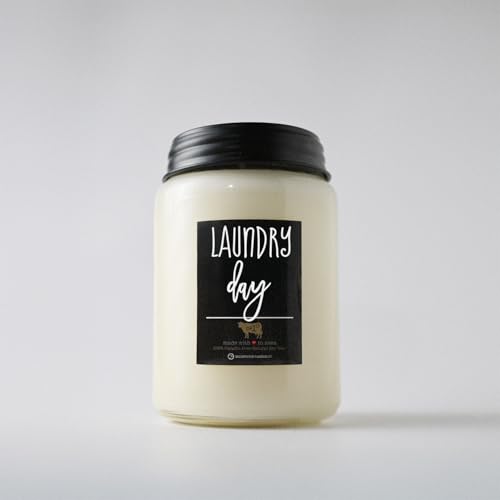 Image of Milkhouse Laundry Day Scented Soy Candle, 26 oz Farmhouse Jar, 150+ Hr Burn