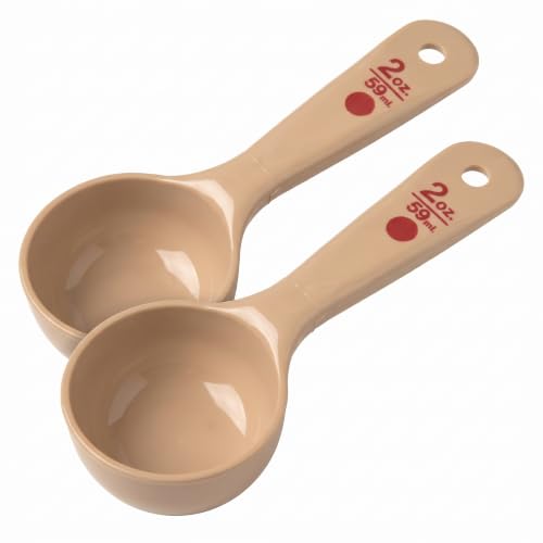 Carlisle FoodService Products Measure Miser Plastic Measuring Spoon with Short Handle, 2 Ounces, Beige, 1 Count (Pack of 2)