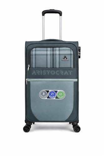 Image of VIP Aristocrat Softsided Polyster 8 Wheels Spinner Luggage with Premium Fabric,Jumbo Sizw,Spacious Interior,Expander and 3 Years International Warranty (Dark GRREN, Check-in | 79 CM | Large)