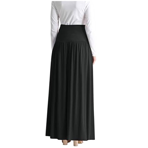 Women's Maxi Skirts Ankle Length Skirt Fall Casual Flowy Long Skirt High Waisted Pleated Plus Size Skirt with Pocket2