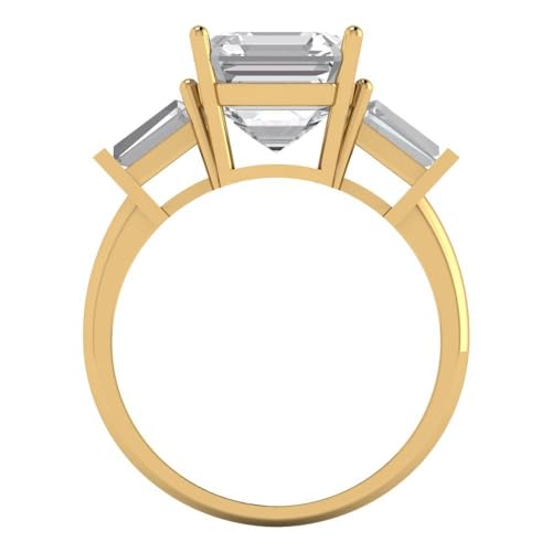 Clara Pucci Yellow/Rose/White 14k Solid Gold 3 stone anniversary Engagement Promise Bridal Ring - 3Ct Asscher Cut Simulated Diamond4