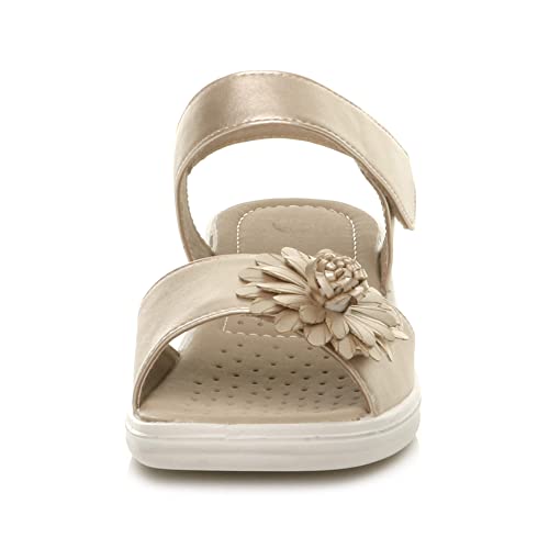 AJVANI low wedge heel hook & loop strap flower comfort sandals size 5 38 - Image 5