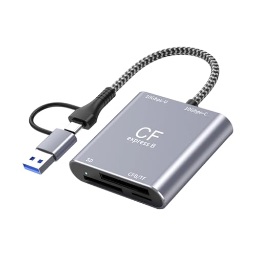 Lecteur de cartes CFE Type B USB 3.2 Gen 2 portable avec double connecteur USB et USB C