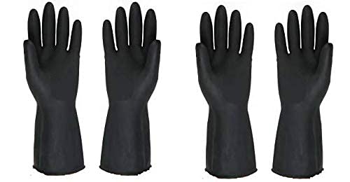 Moxtiza Rubber Plastic Multipurpose Natural Gum Rubber Reusable Cleaning Gloves (Black Hand Glove 2 Pair) (B09TXY76WZ) Amazon Price History, Amazon Price Tracker