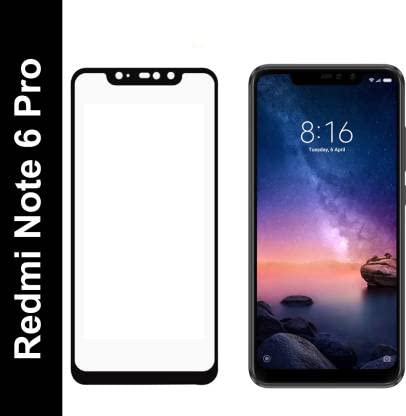Image of Tempered Glass Screen Protector Compatible for Name with Edge to Edge Coverage and Easy Installation Kit, Pack of 1, Black (REDMI NOTE 6 PRO)