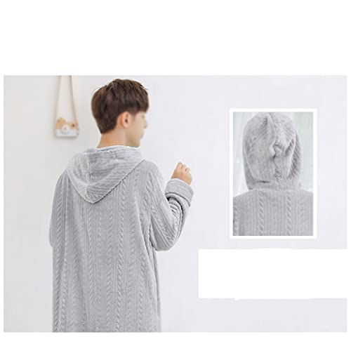 Hooded Nightgown Men's Winter Coral Hair Thickened Long Size Nightdress Couple Bathrobe4