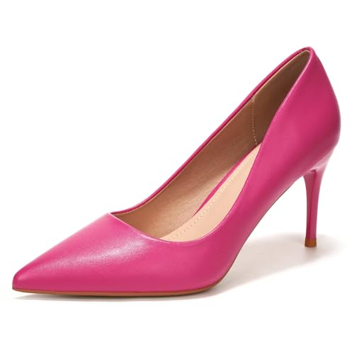 Image of Women's Low Kitten Heel Pumps Classic Fashion Dress Pumps Simple Heeled Shoes for Office Work