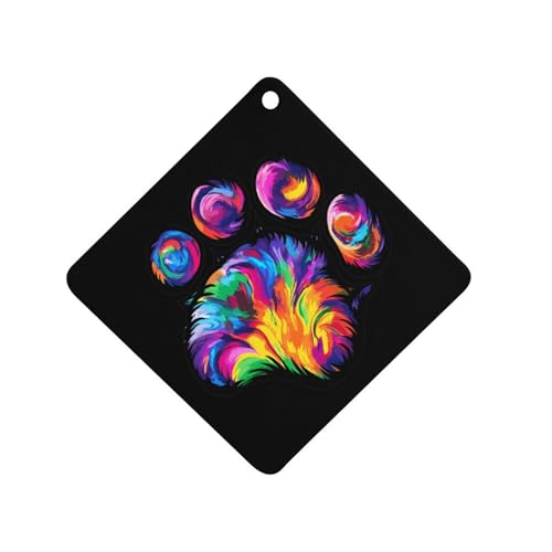 Tie Dye Dog Paw Car Air Freshener Hanging Aromatherapy Tablets for Car Accessories Rhombus