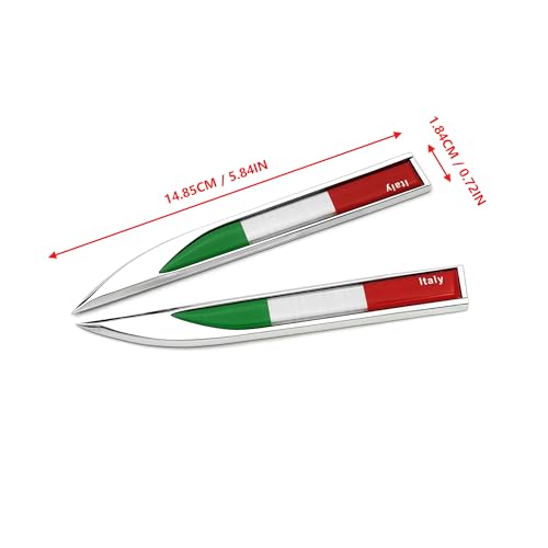Image of PTDecals One Pair Metal Italy Italian IT Color Flag Auto Car Vehicle Front Fenders Decorative Emblem Sticker Badges Exterior Decals