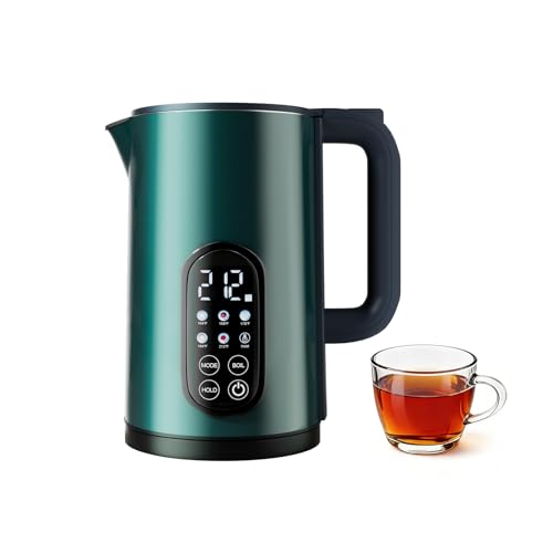 Electric Kettle with Temperature Control, 1.7L Stainless Steel Hot Water Kettle, 5 Presets for Tea & Coffee, 2H Keep Warm, Fast Boil, Auto Shut-Off & Boil-Dry Protection, Cordless Tea Kettle, Green