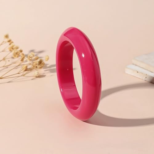 Image of Colorful Geometric Round Circle Resin Acrylic Bangle Bracelet Cute Handmade Chunky Statement Wristband Bracelet for Women Vintage Jewelry