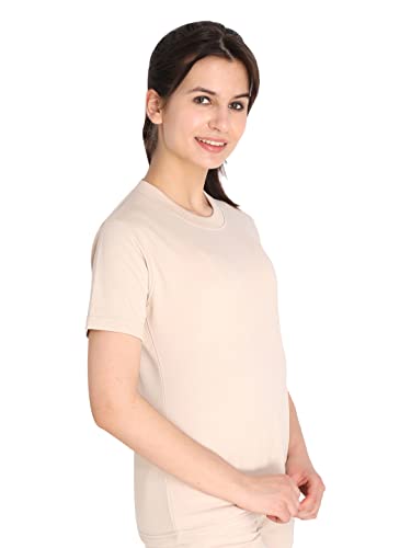 Image of CHKOKKO Women's Terry Cotton Loose Fit Half Sleeve Casual Style T-Shirt