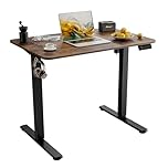 ERGOMAKER Electric Standing Desk 90x60cm, Height Adjustable Sit Stand Desk with Memory Handset Hooks for Home Office(Rustic Brown)