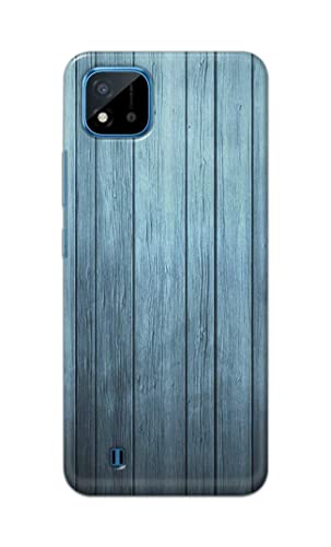Image of Printed Hard Back Cover Case for Realme C20 | Realme C20A | Realme C11 2021 Back Cover (Wooden Blue) -1302