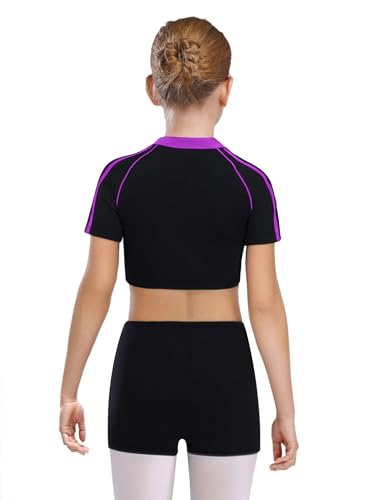 Kids Girls Yoga Training Tracksuits 2 Piece Crop Top And Hot Shorts Set for Gymnastics Sports3