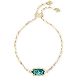 Kendra Scott Elaina Link Chain Bracelet for Women, Dainty Fashion Jewelry, 14k Gold-Plated Brass, London Blue Clear Glass