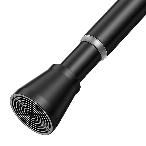 Image of AIZESI Black Spring Tension Curtain Rods 28 to 48 Inch, Adjustable Curtain Rods No Drilling, Expandable Spring Curtains Rod, Non-slip Shower Curtain Rod for Bathroom Closet Doorway (7 /8 inch Diameter)
