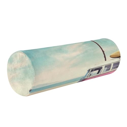 Wassud Beach Surfing Round Cervical Neck Roll Pillow,Memory Foam Bolster Removable Pillow for Sleeping, Support for Neck, Back, Legs,Length 17