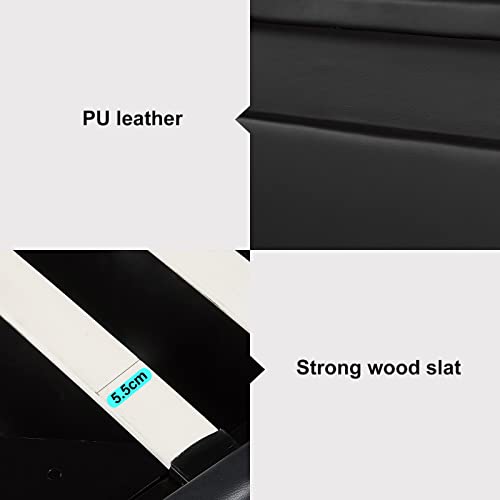 BESTWANTED Ottoman Storage Bed 4ft6 Double Bed Frame with Storage Gas Lift up Bed in Black with LED Lights, Faux Leather (Black, Double) 6 BESTWANTED Ottoman Storage Bed 4ft6 Double Bed Frame with Storage Gas Lift up Bed in Black with LED Lights, Faux Leather (Black, Double) - Image 6