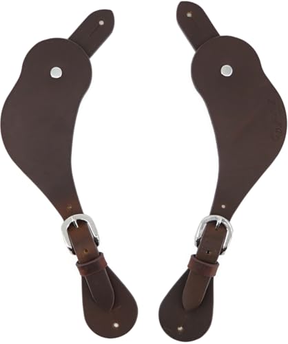 Jeereal Western Leather Spur Straps, Single Ply Adjustable Horse Riding Tack (Reddish Brown)