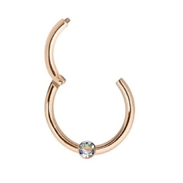 Generisch Piercing Clicker 48002-10 pierścionek z prawdziwego złota próby 750, różowe złoto, z prawdziwym diamentem, helix, septum, tragus, nowoczesny, średnica 10 mm