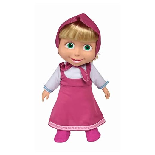 Simba 109301067 – Masha och björnen mjuk kropp docka, 40 cm, i en klassisk outfit, från 3 år