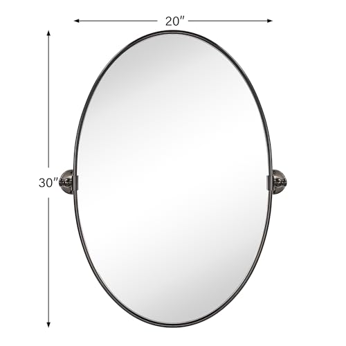 Image of TEHOME Farmhouse Oil Rubbed Bronze Oval Metal Pivot Bathroom Vanity Mirror Tilting Beveled Vanity Mirrors for Wall, Overall 23.99 x 30 inches (Mirrror 20 x 30 inches)