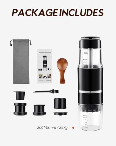 Image of Portable Coffee Maker for Travel & Camping, Travel Lightweight Coffee Machines, Manually Operated, Compatible Ground Coffee & NS Capsule (Black)
