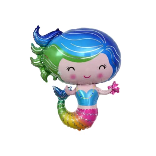 Image of Party Decorz Mermaid Theme Foil Balloon set of 5pcs(1pcs Mermaid Tail Foil Balloon+2pcs Round Foil Balloon +2pcs Star Foil Balloon) For Children Birthday Party Decorations