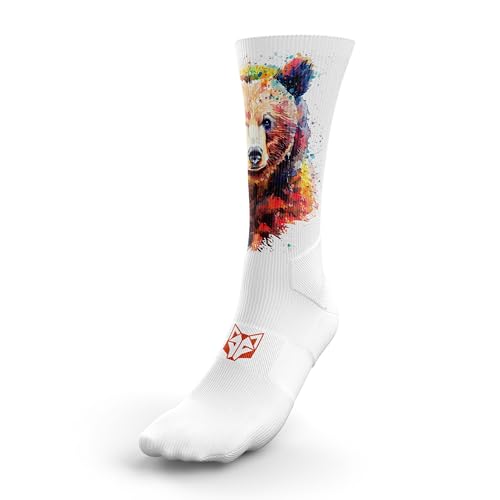 OTSO Calcetines Sublimados Be Wild Bear - Running Trail Ciclismo Triatlón - Ultraligeros Menos de 20g - Sin Costuras Anti-Ampollas - Unisex - Poliamida Elastano - Talla XS S