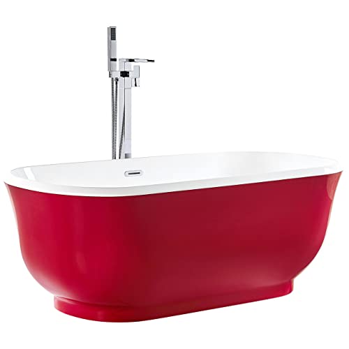 Badewanne freistehend oval rot in römischem Stil 170 x 77 cm Tesoro