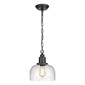 EAPUDUN Modern Farmhouse Pendant Light, 1-Light Industrial Hanging Light Fixture, Oil Rubbed Bronze Finish with 9.3-inch Seeded Glass Shade, PDA1127-ORB