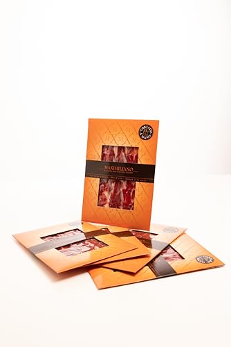 Maximiliano - Jamón Triple Equis - Jamón Curado - 32 Estuches 80 gr + 2 Estuches Taquitos 100 gr - Cortado a Mano - Equilibrado - Curación 24 Meses - Crianza en Libertad