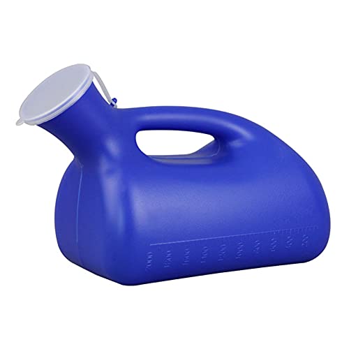 YNGJUENCP Men's Urinal Portable with Lid 2000ML with Graduations Easy to Use Good Airtightness Reusable Suitable for Household Travel Emergency Use On Bed Blue