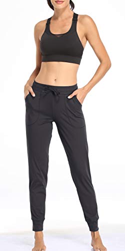 Image of Oalka Women's Joggers High Waist Yoga Pockets Sweatpants Sport Workout Pants