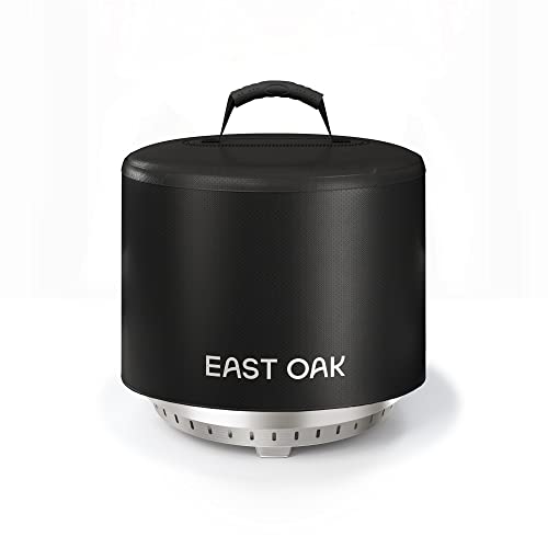 EAST OAK 17'' Fire Pit Cover for Outdoor Smokeless Firepit, 500D Heavy Duty Fabric, Waterproof, Dustproof, and All-Weather Resistant, Black, 16.85"Dia X 12.59"H