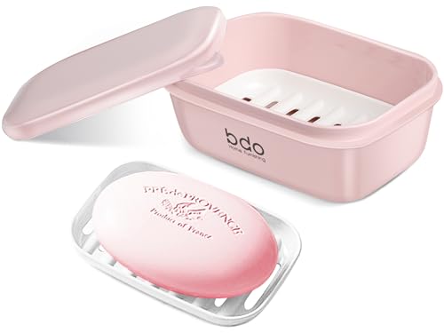 Doter Estuche de jabón de viaje, contenedor de jabón a prueba de fugas con tapa, soporte portátil para jabón de barra para viajes, jaboneras para baño, ducha, gimnasio, escuela, camping, vacaciones,