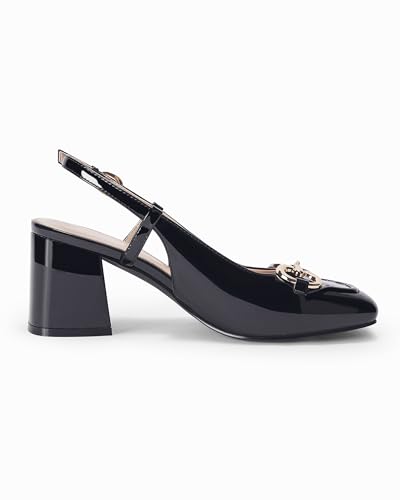 Image of Womens Slingback Block Heels Closed Square Toe Dress Work Shoes Slip on Buckle Strap Business Pumps