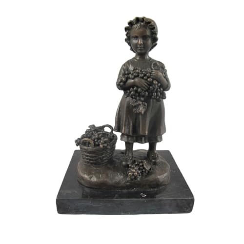 Antikas - Figura in bronzo di alta qualità con uva, patinata, base in marmo, altezza 17 cm