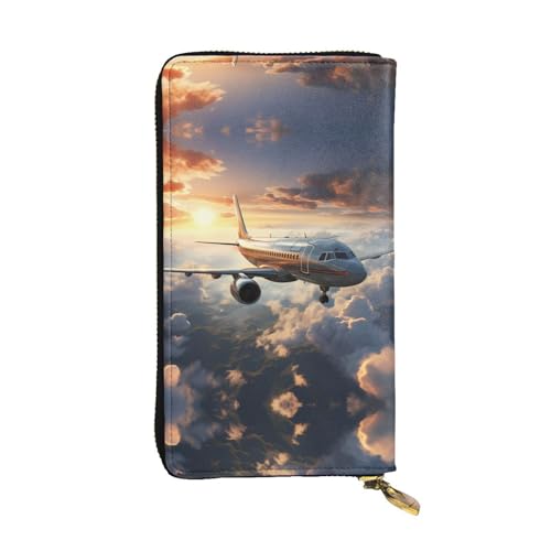 Portefeuille en cuir Airplanes compagnon de voyage long 19x10.4 cm