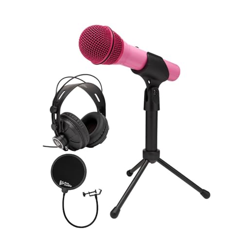 SAMSON Q2u USB and XLR Dynamic Microphone Bundle and Tx 100 (Pink, 3 Items)