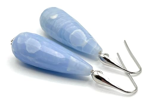 Boucles d'oreilles argent 925 et gouttes bleues artisanales - 4